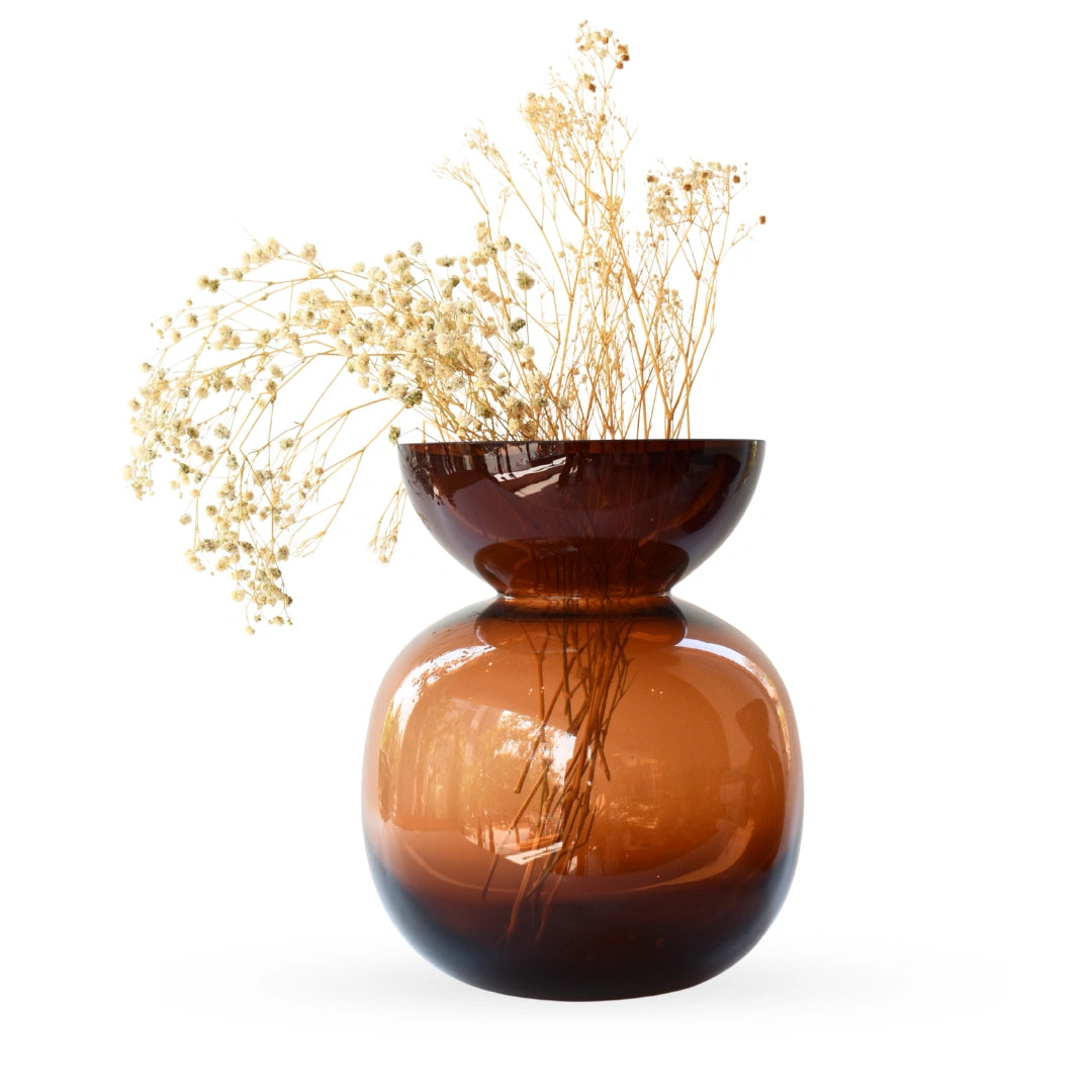 Loto glass vase sculptural decorative vase for modern home decor