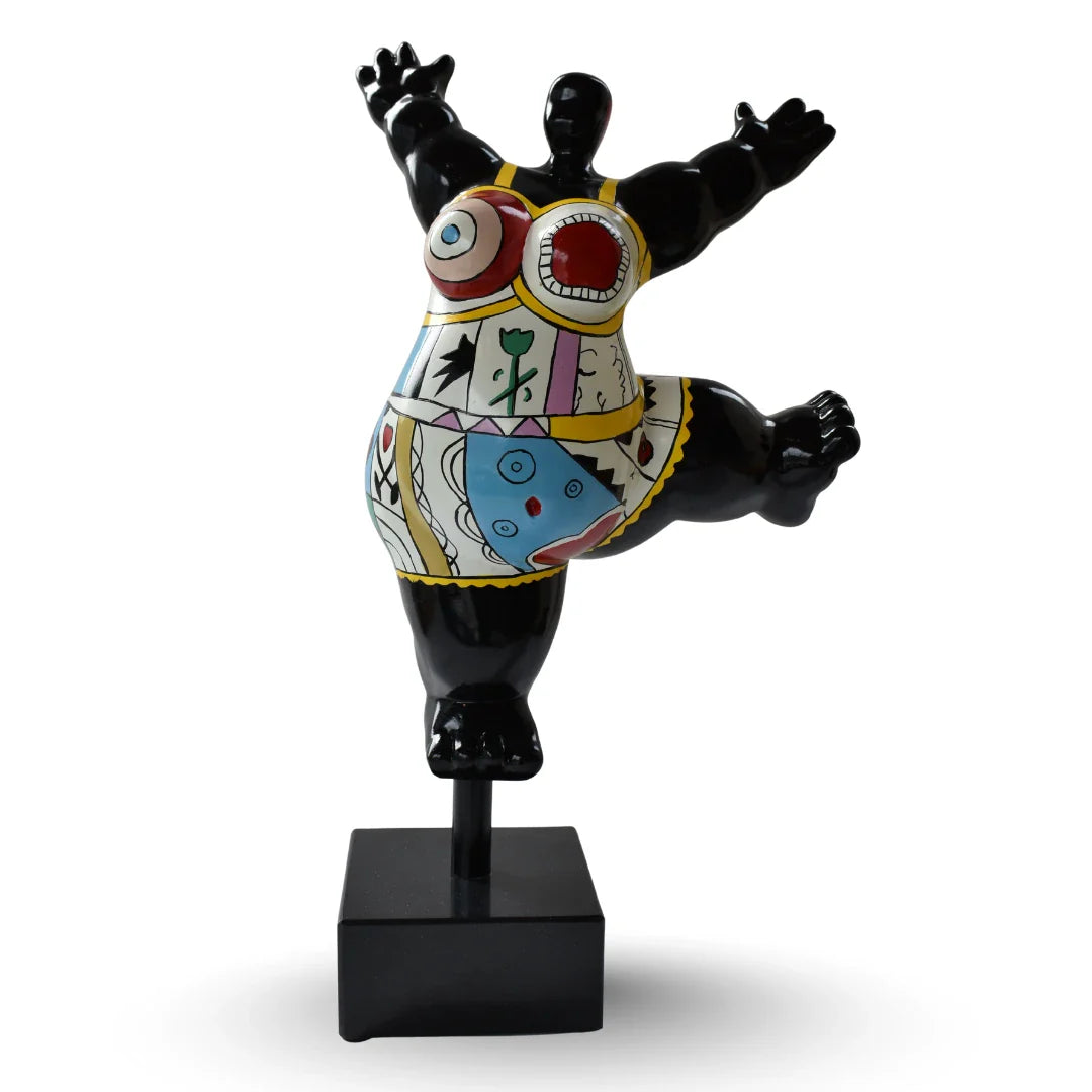 Luna happy lady sculpture large multicolour polyresin sculpture for modern home decor