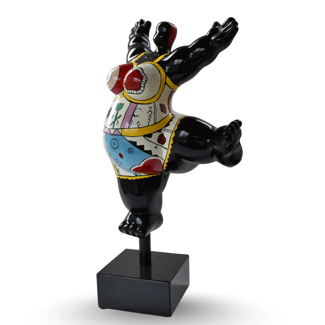 Luna happy lady sculpture large multicolour polyresin sculpture for modern home decor