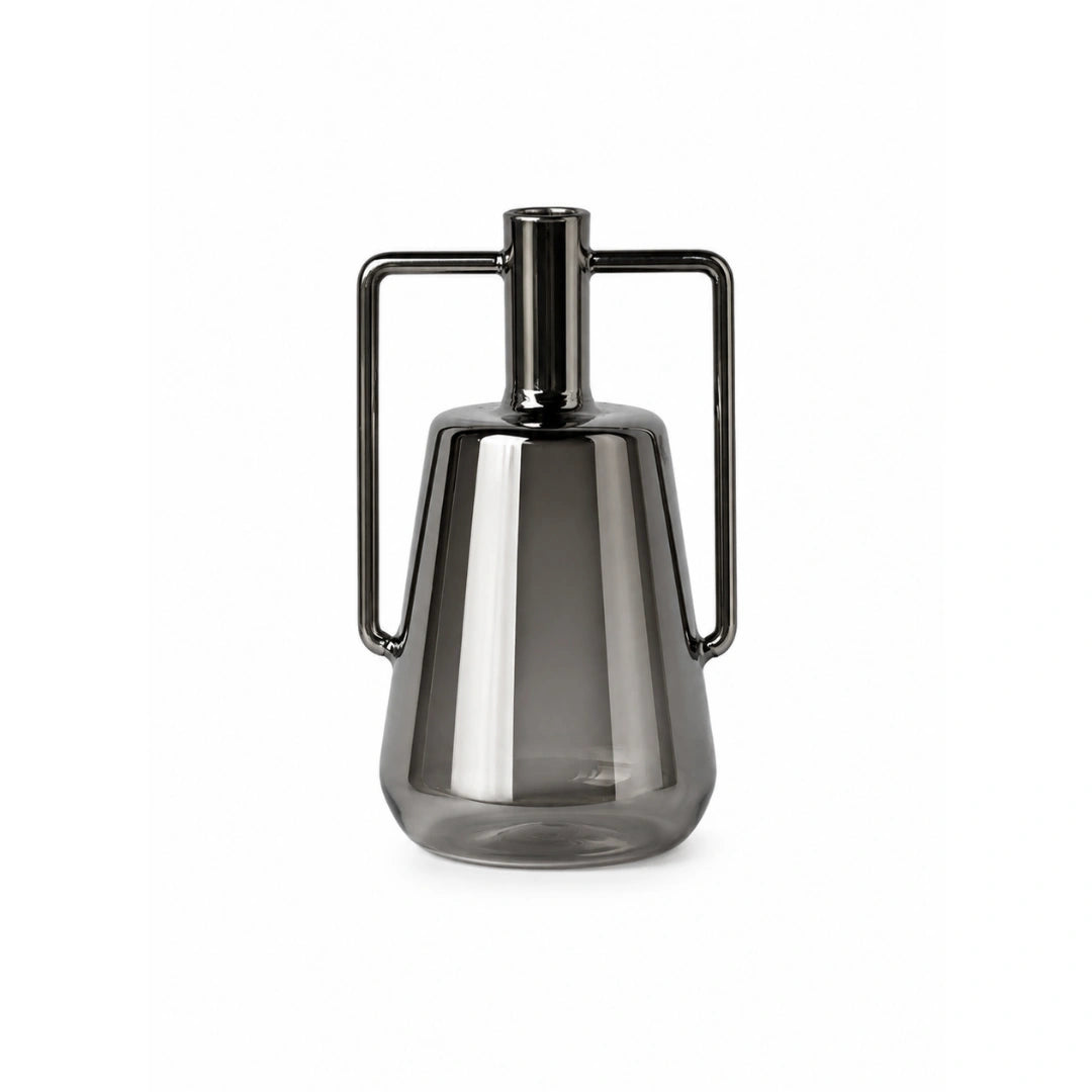 Moka silver glass vase contemporary decorative glass vase with metal frame