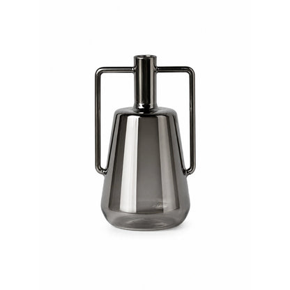 Moka silver glass vase contemporary decorative glass vase with metal frame