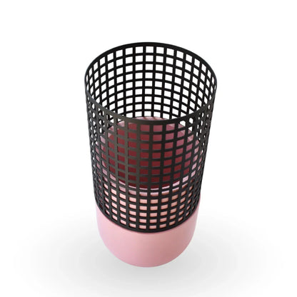 Nero grid decorative vase polyresin metal modern vase for home decor styling