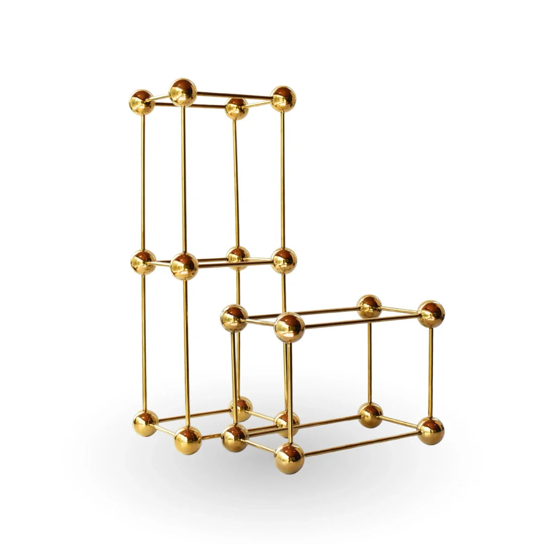 Nexa golden lattice showpiece large metal luxury table decor for modern home decor