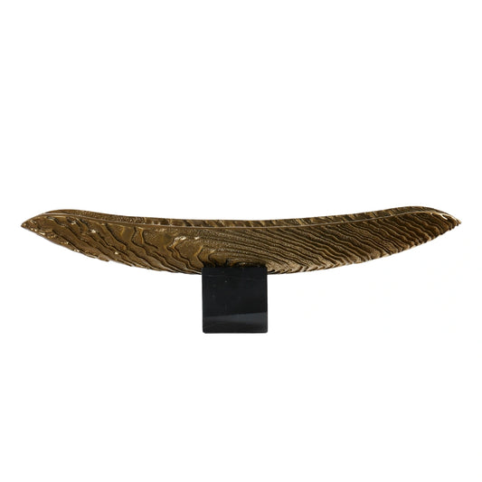 Opuluxe wavy grain boat tray decorative metal centerpiece for contemporary home interiors