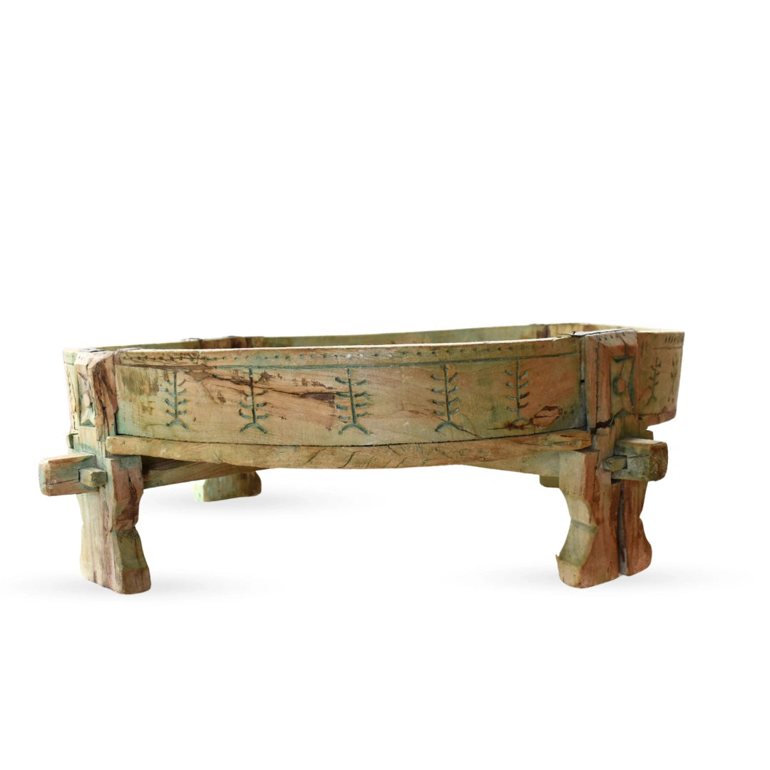 Parambarik wooden chakki table traditional rustic decor table for modern interiors