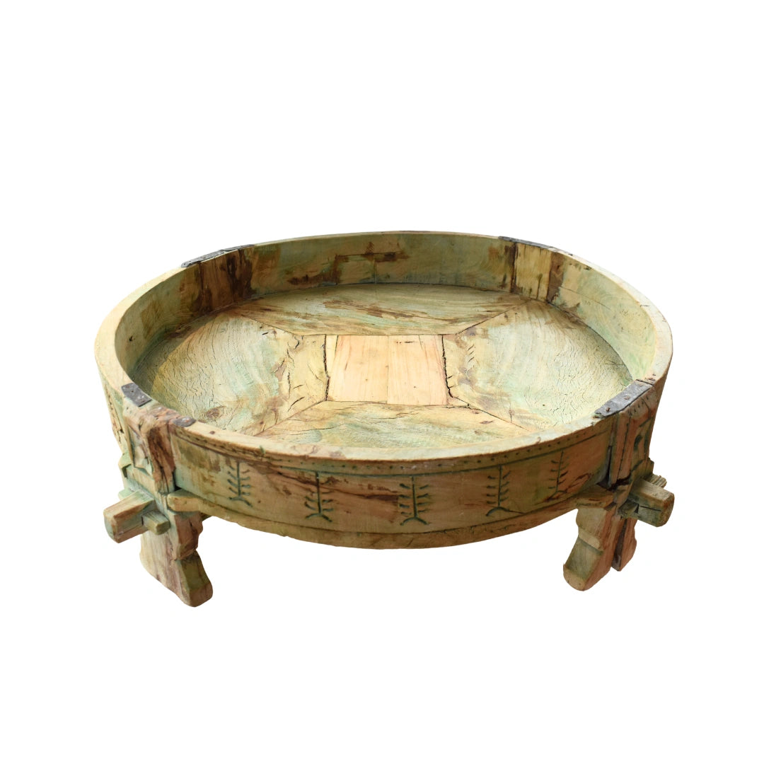 Parambarik wooden chakki table traditional rustic decor table for modern interiors
