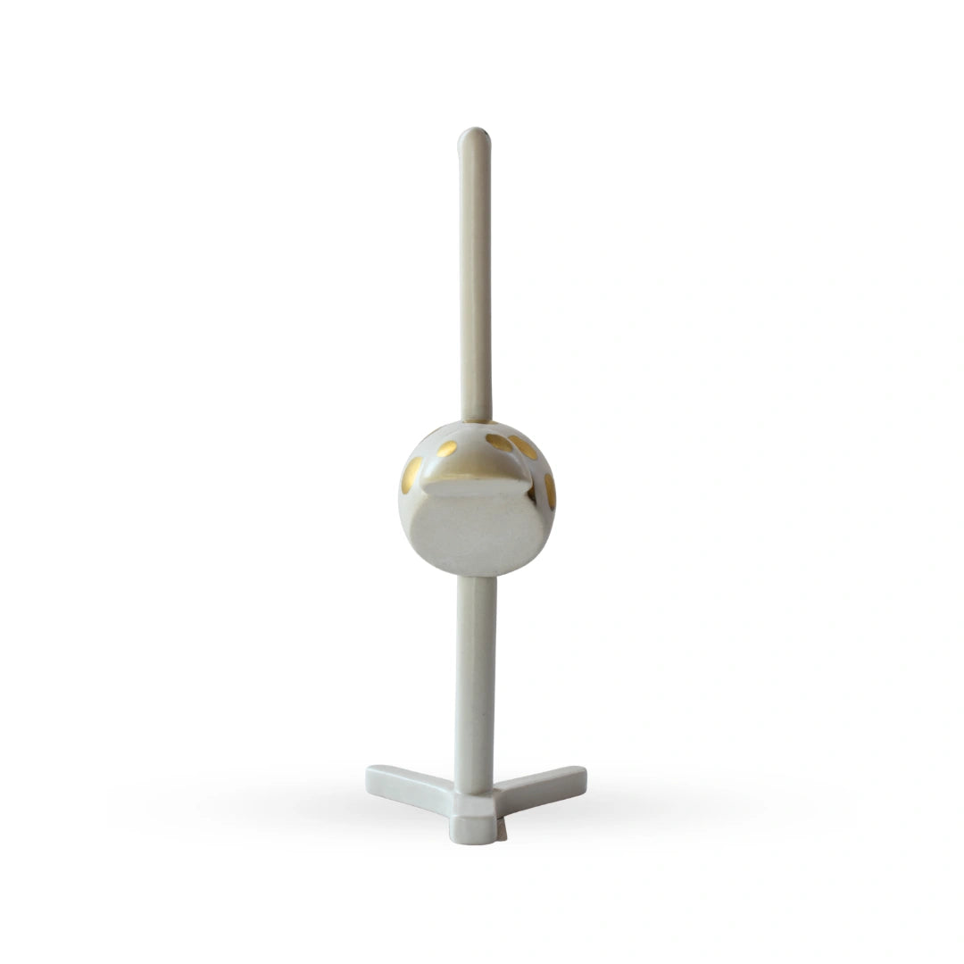Polka crane figurine white dotted sculptural bird decor for modern home interiors