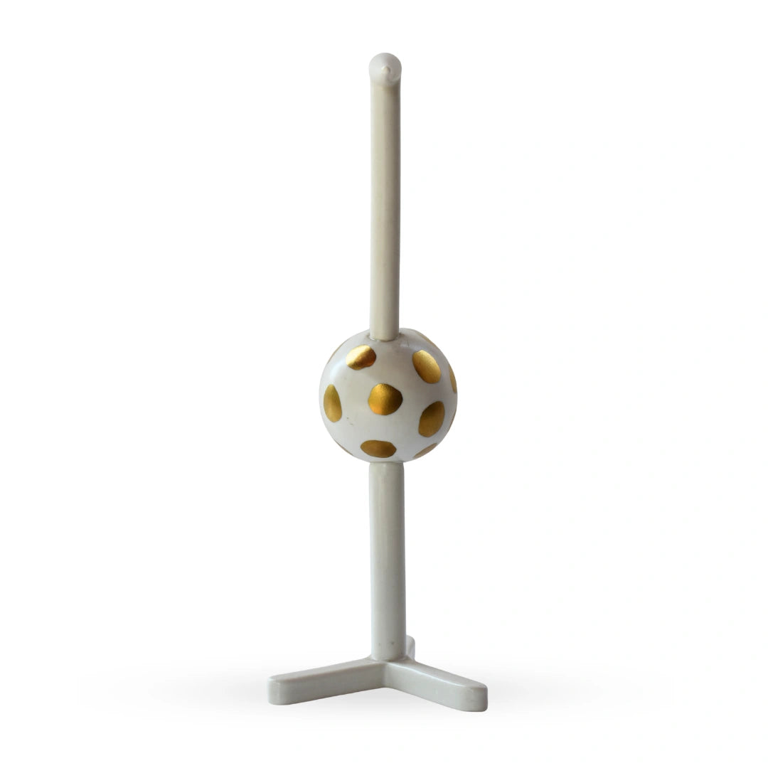 Polka crane figurine white dotted sculptural bird decor for modern home interiors