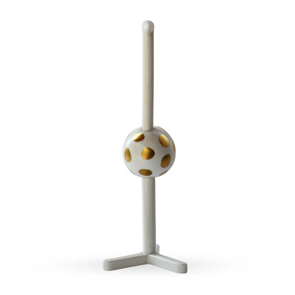 Polka crane figurine white dotted sculptural bird decor for modern home interiors