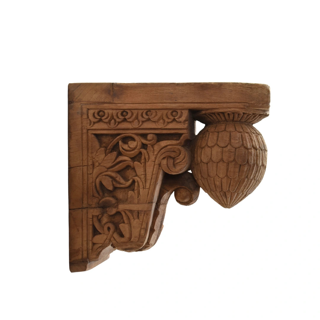 Pushpapotika wooden carved wall bracket decorative wall decor for modern interiors