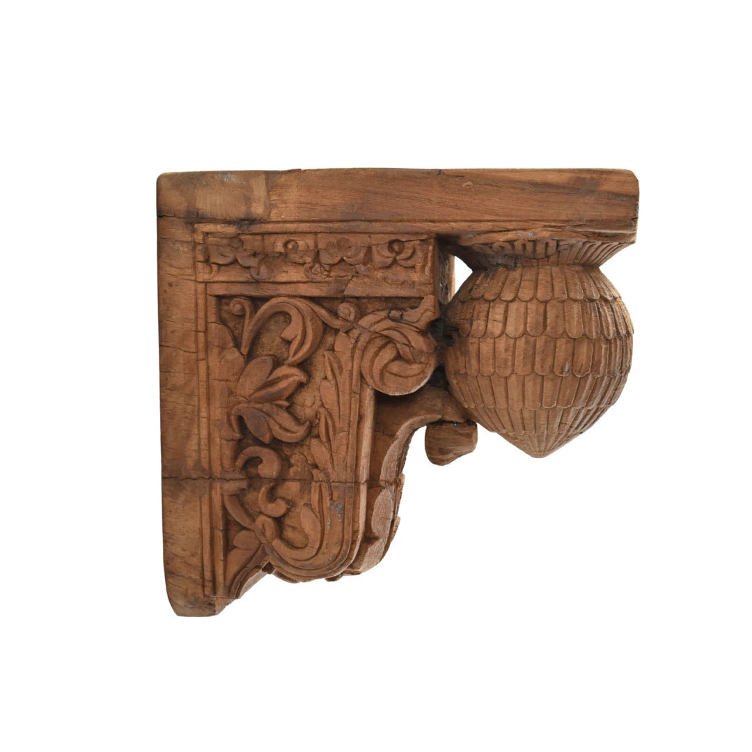 Pushpapotika wooden carved wall bracket decorative wall decor for modern interiors