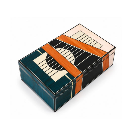 Retro storage box with piano polish finish for stylish storage and decor display