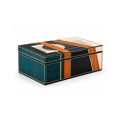 Retro storage box with piano polish finish for stylish storage and decor display