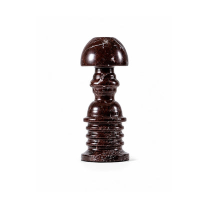 Rosso Levanto Italian marble candle holder with sculptural geometric design for luxury home interiors