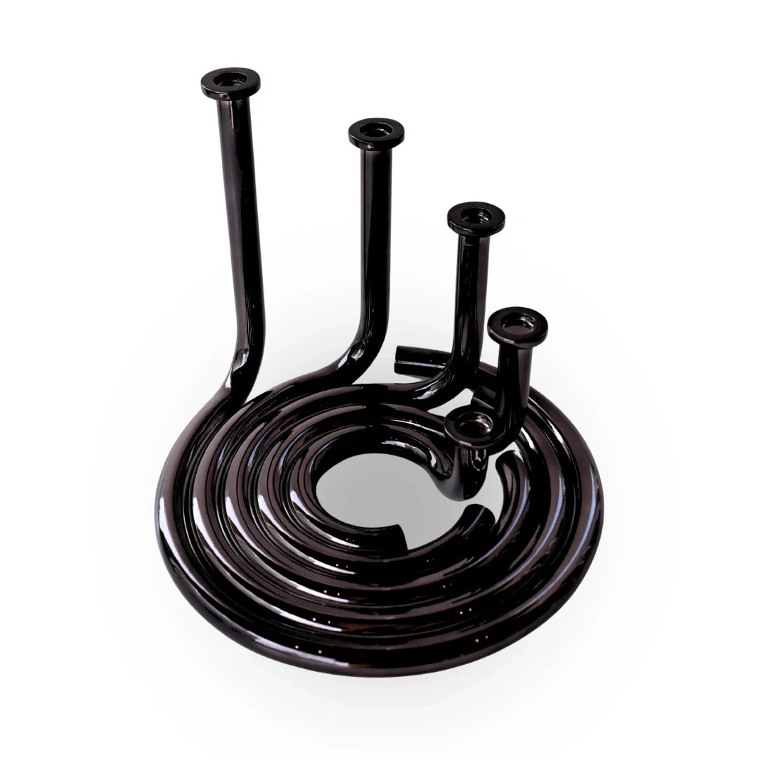 Roux chrome coil candle holder black metal luxury table decor for modern home decor