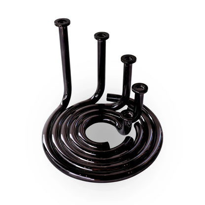 Roux chrome coil candle holder black metal luxury table decor for modern home decor