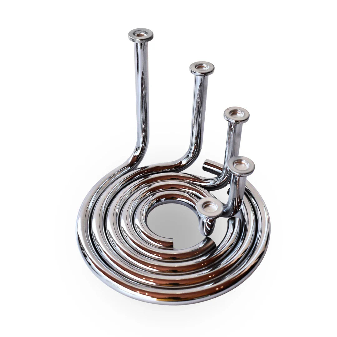 Roux chrome coil candle holder silver metal luxury table decor for modern home decor