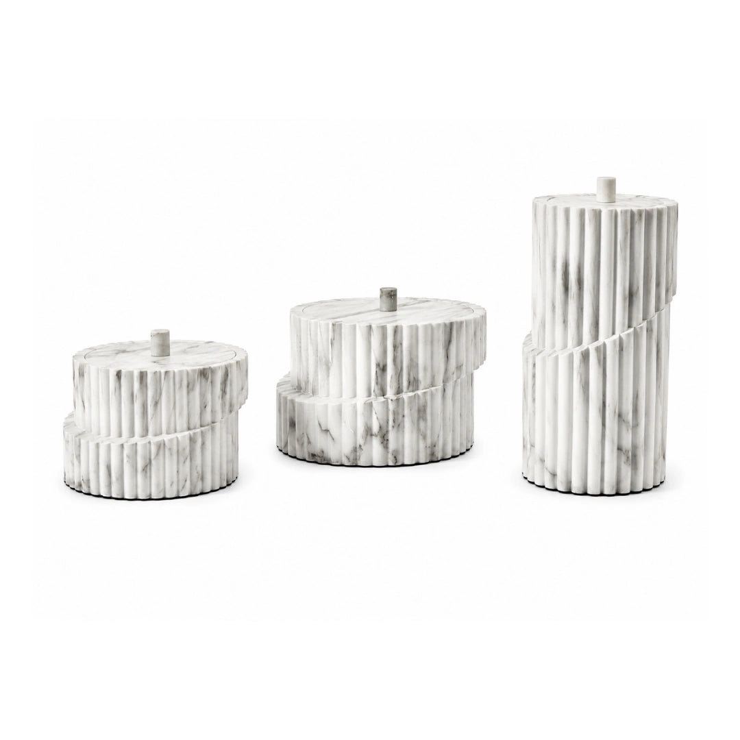 Scala fluted marble storage box with lid for luxury home decor and stylish storage