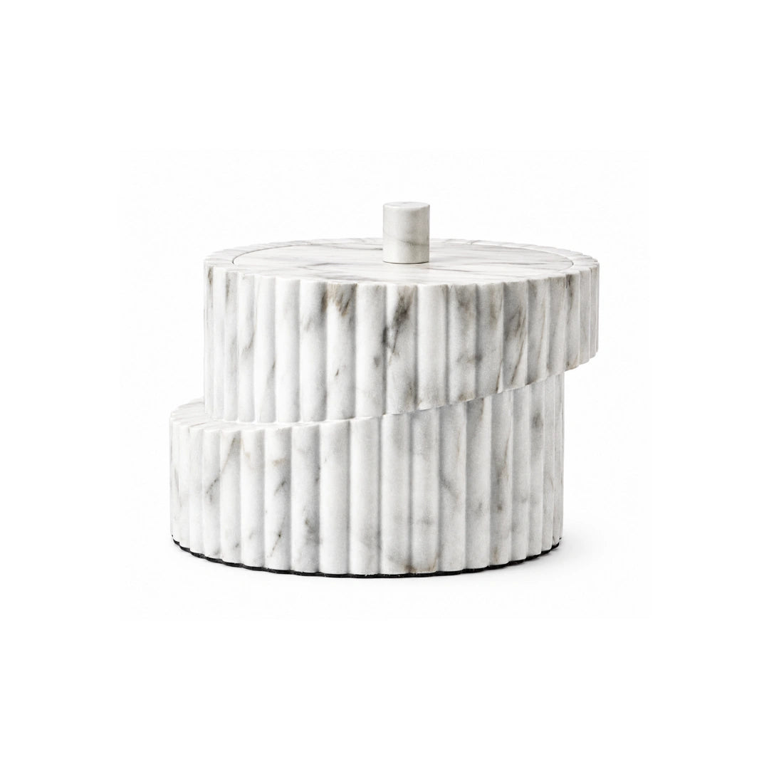 Scala fluted marble storage box with lid for luxury home decor and stylish storage