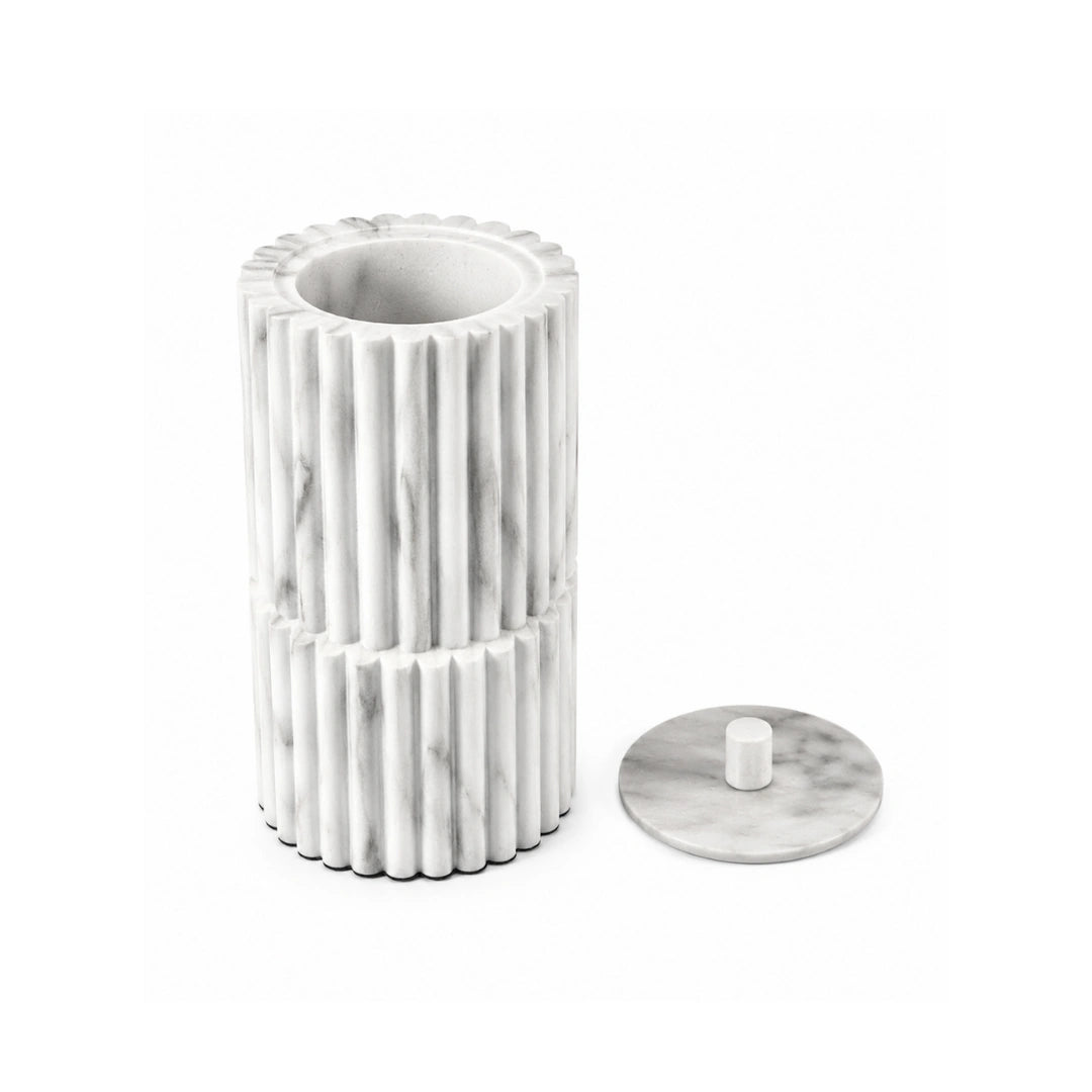 Scala fluted marble storage box with lid for luxury home decor and stylish storage