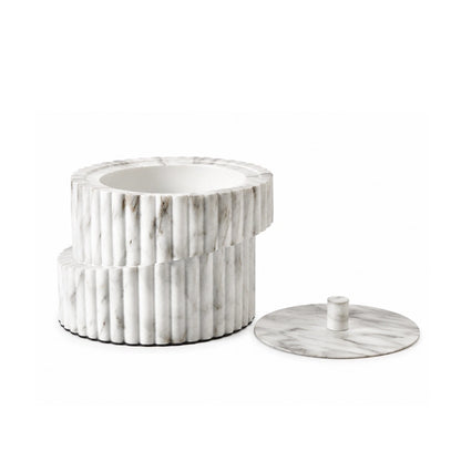 Scala fluted marble storage box with lid for luxury home decor and stylish storage