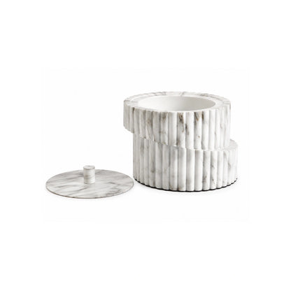 Scala fluted marble storage box with lid for luxury home decor and stylish storage