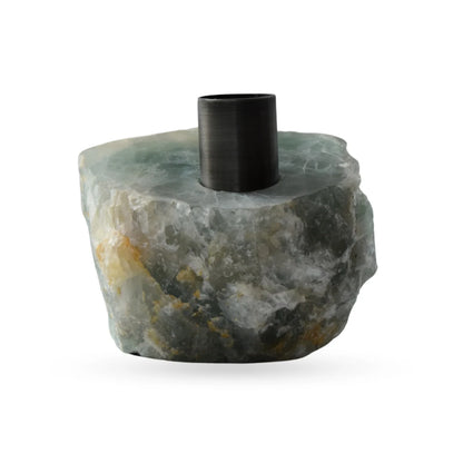Sediment crystal stone candle holder with metal insert for modern home decor