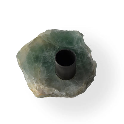 Sediment crystal stone candle holder with metal insert for modern home decor