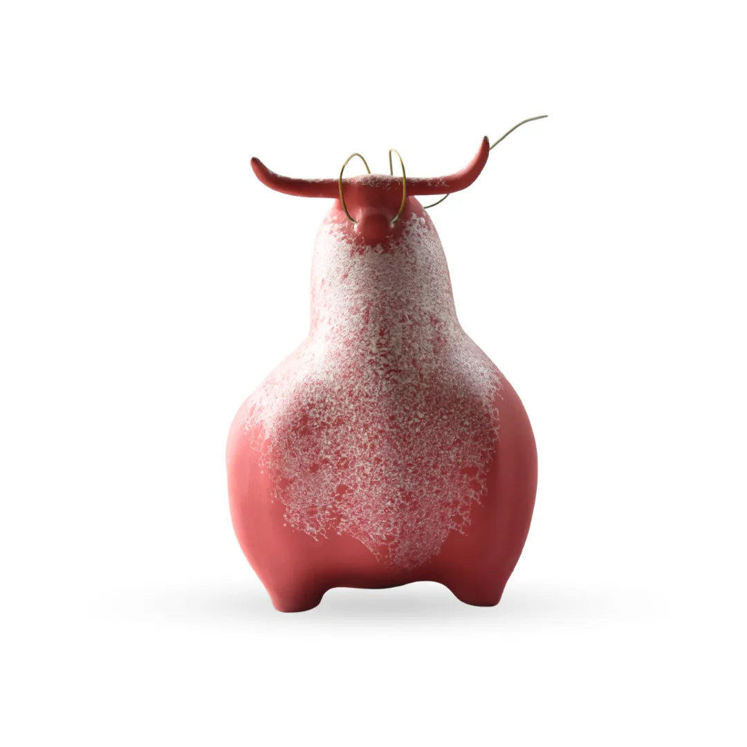 Solara bull figurine sculptural animal decor in warm terracotta tones