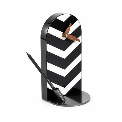 Stark Equine contemporary table clock with geometric black and white design