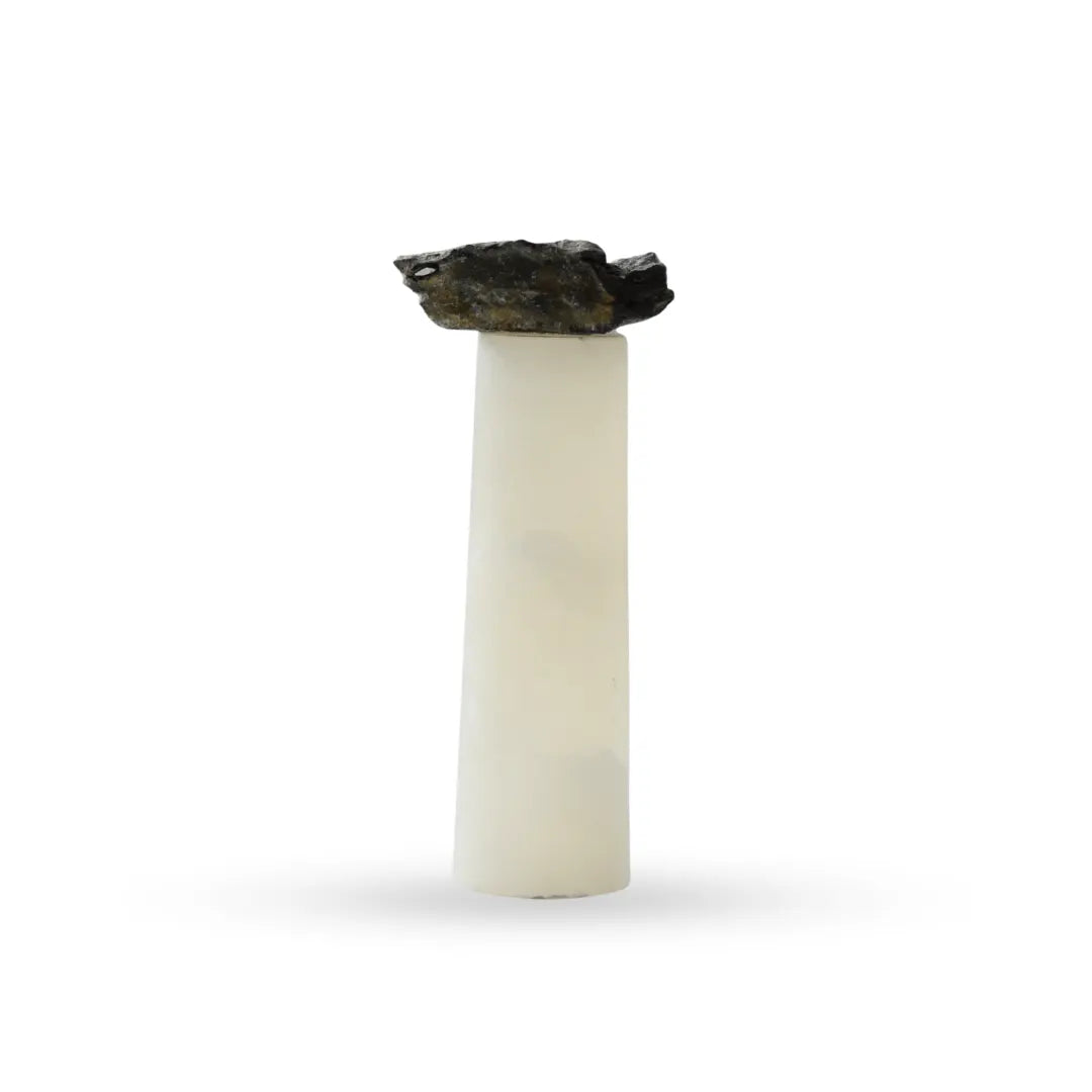 Strata stone pedestal sculpture natural stone decor for modern interiors
