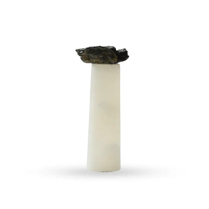 Strata stone pedestal sculpture natural stone decor for modern interiors