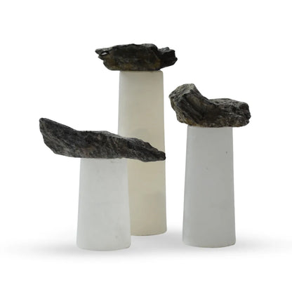 Strata stone pedestal sculpture natural stone decor for modern interiors