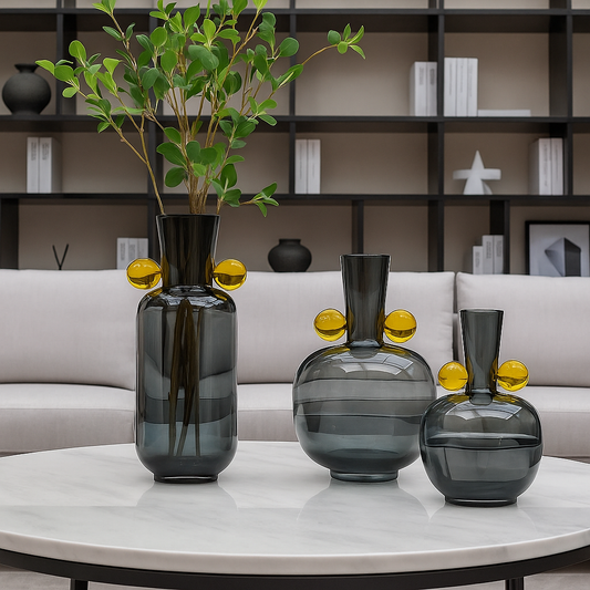Sun-drop Grey Glass Vase