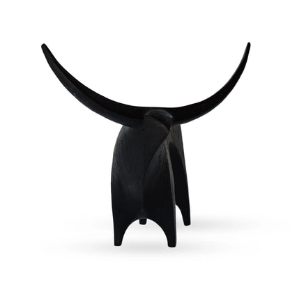 Taurus bull figurine sculptural animal decor with extended horns for modern interiors