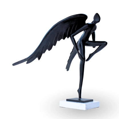 Winged metal marble luxury table decor sculpture for modern home decor