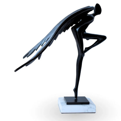 Winged metal marble luxury table decor sculpture for modern home decor