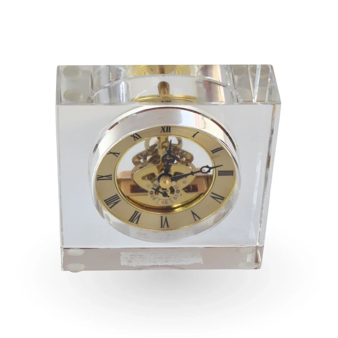 The golden hour clock glass metal luxury table decor for modern home decor