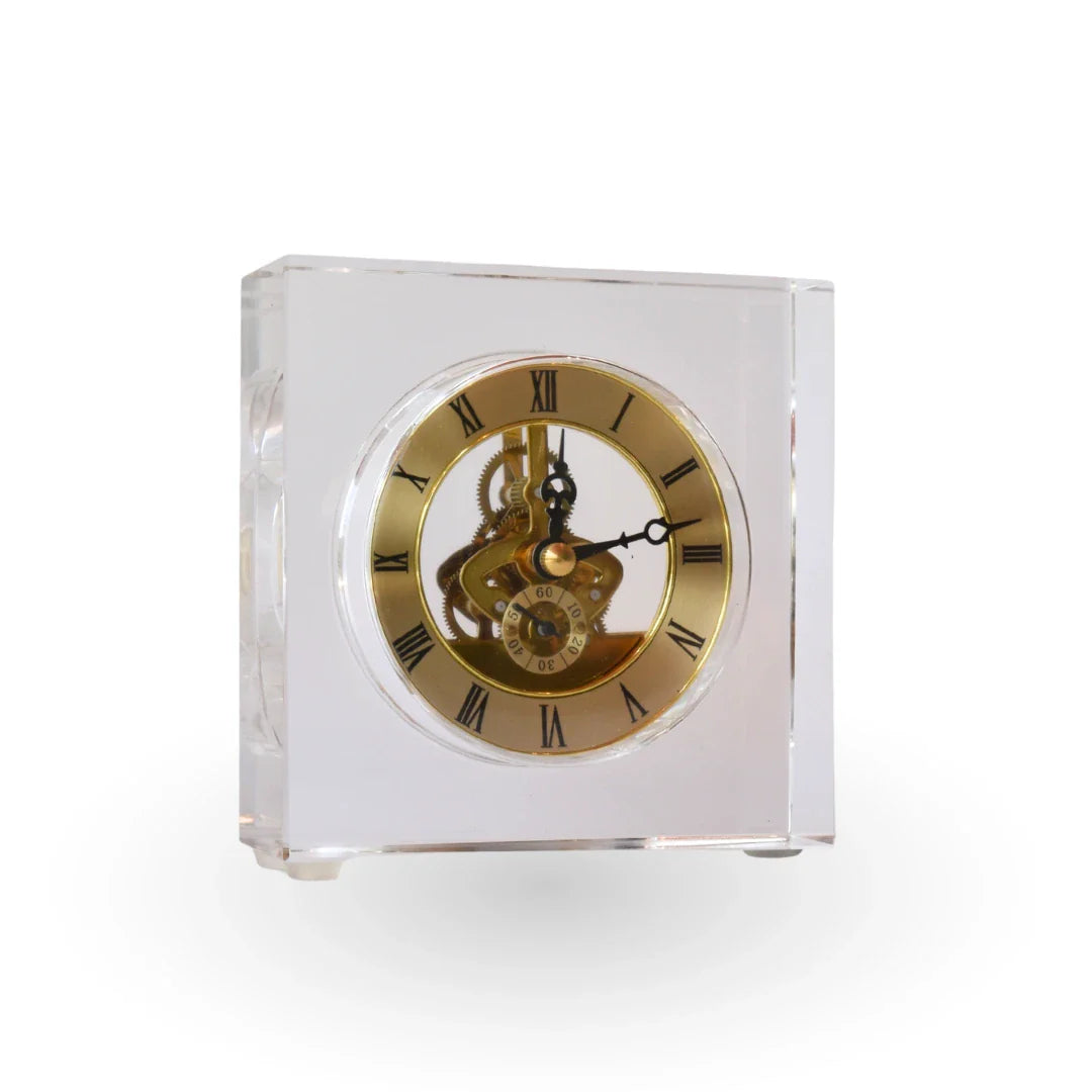 The golden hour clock glass metal luxury table decor for modern home decor