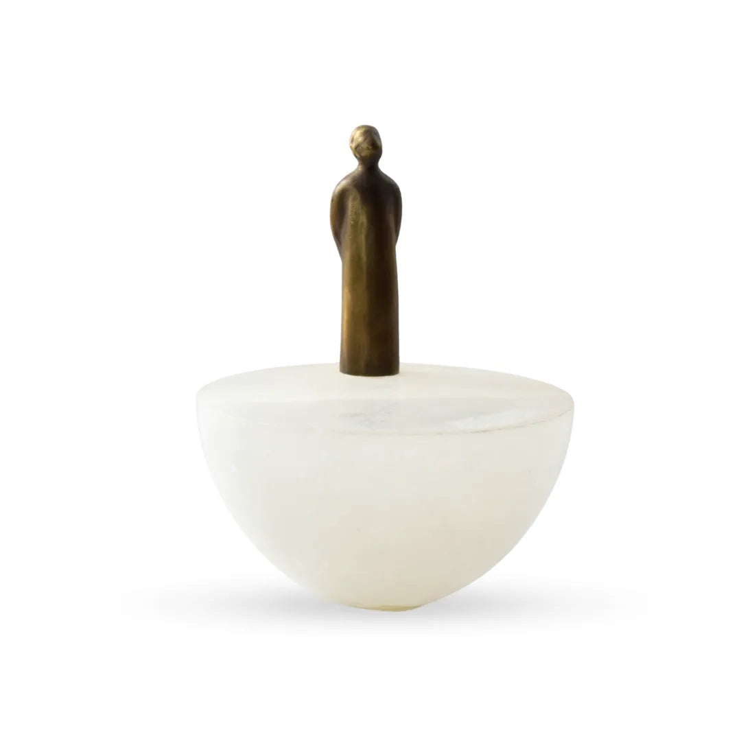 The Watcher figurine sculptural human form decor with stone base for modern interiors