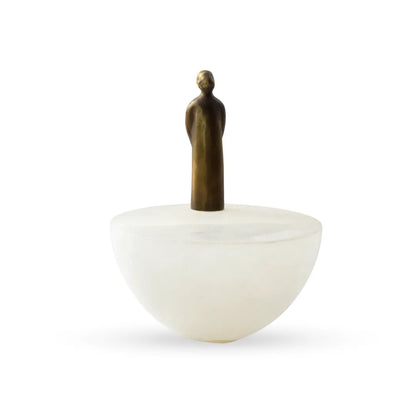 The Watcher figurine sculptural human form decor with stone base for modern interiors