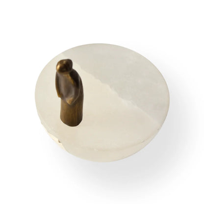 The Watcher figurine sculptural human form decor with stone base for modern interiors