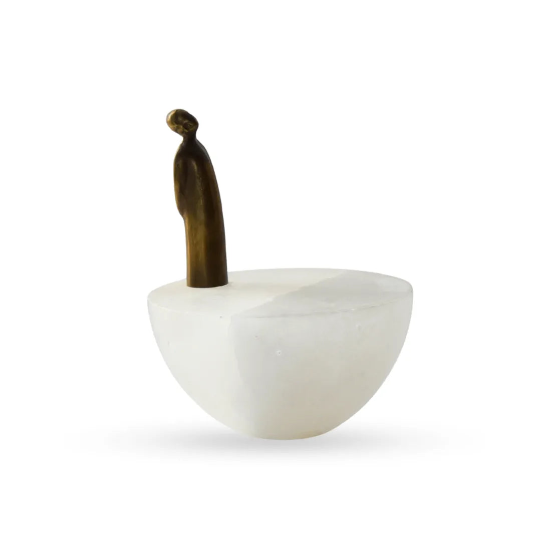 The Watcher figurine sculptural human form decor with stone base for modern interiors