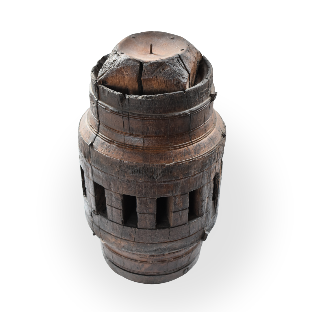 Wooden candle holder carved rustic table decor for modern home interiors