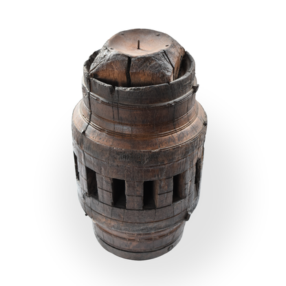 Wooden candle holder carved rustic table decor for modern home interiors