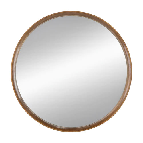 Uakisi Circular Wooden Wall Mirror